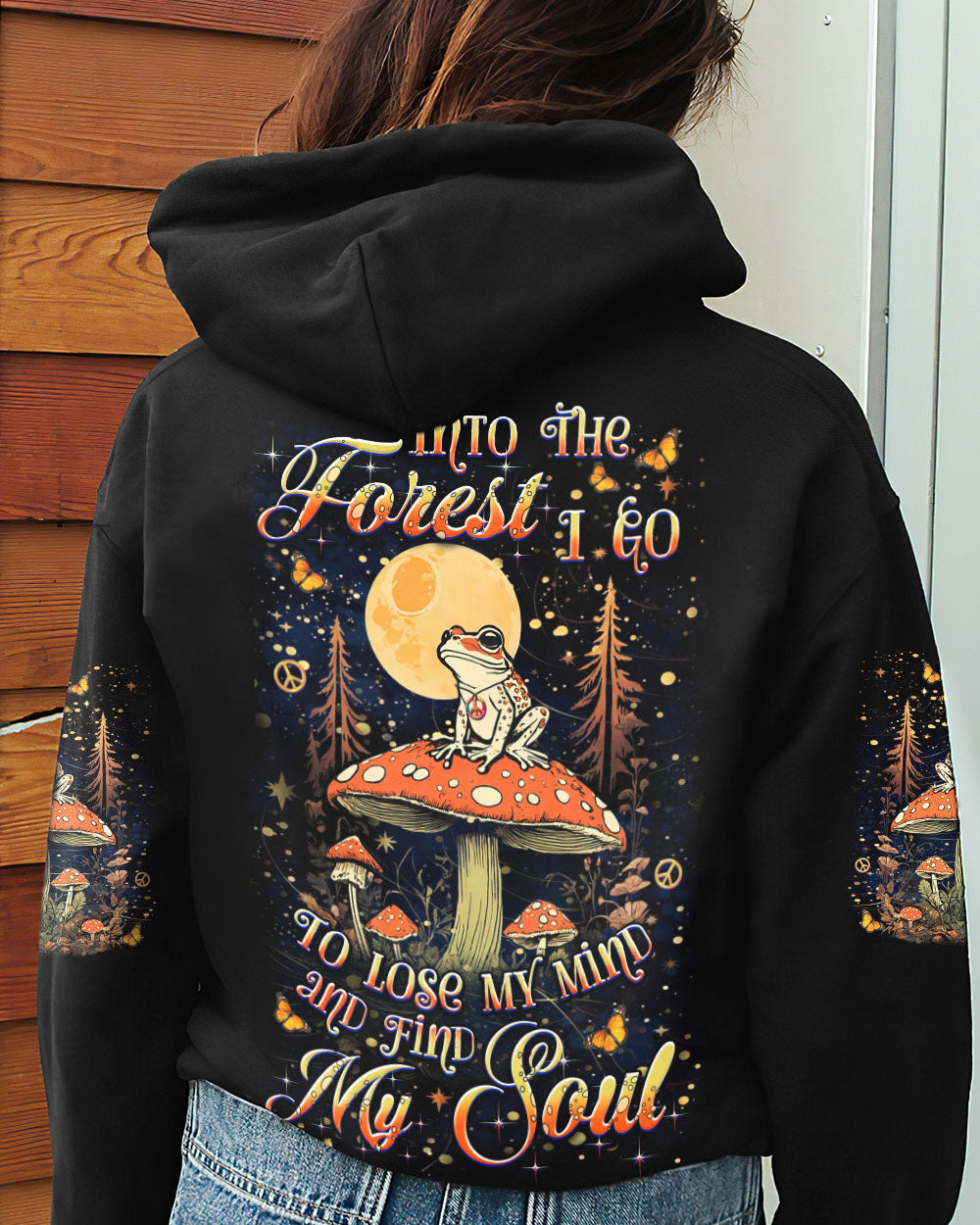 Lose My Mind and Find My Soul Frog with Mushroom Into the Forest AOP Shirts _12_ KQEUM