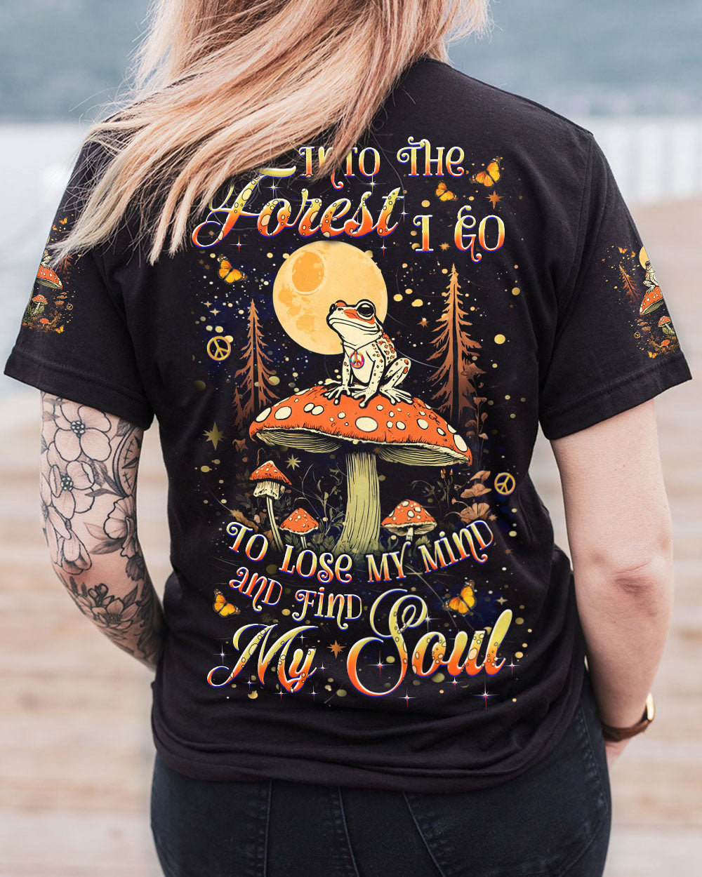 Lose My Mind and Find My Soul Frog with Mushroom Into the Forest AOP Shirts _1_ E4Pdq