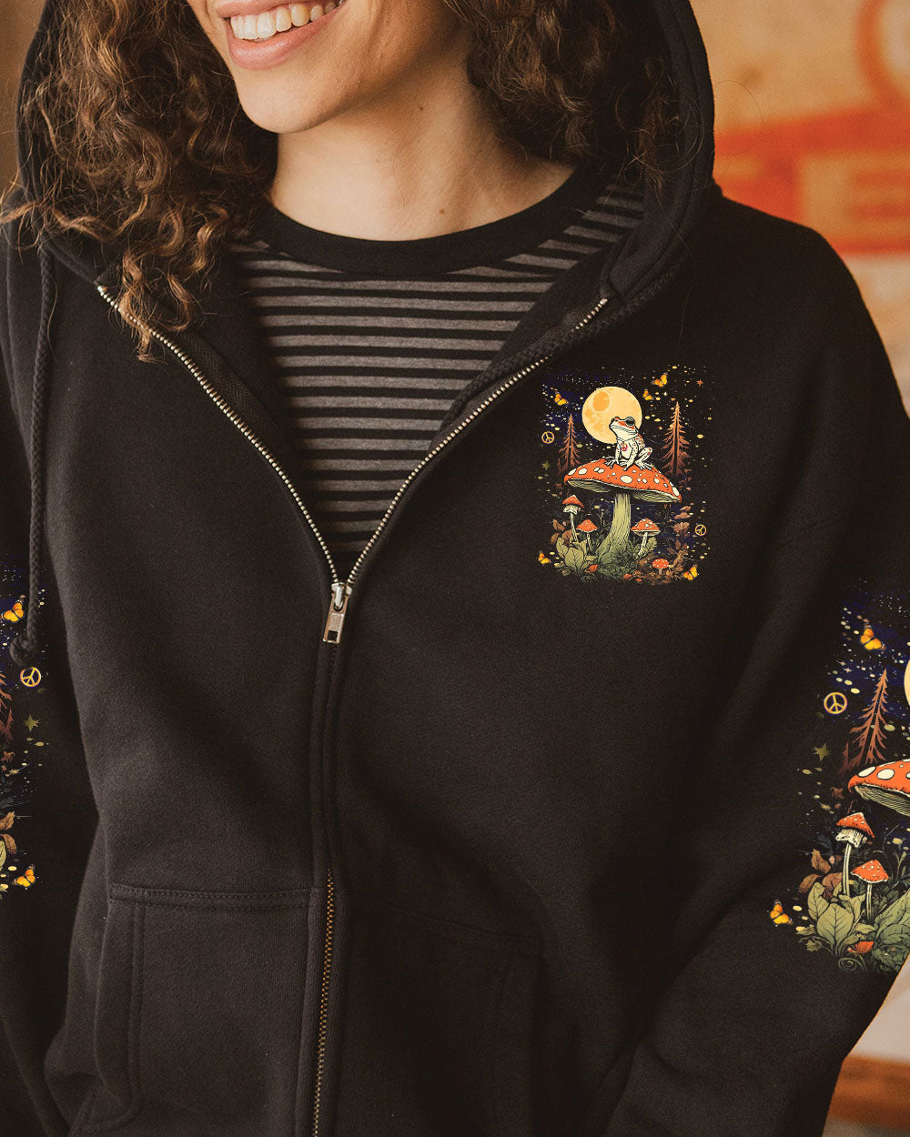 Lose My Mind and Find My Soul Frog with Mushroom Into the Forest AOP Shirts _8_ fjVtT