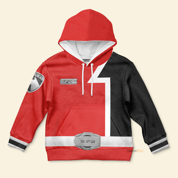 3D Power Rangers S.P.D Red Tshirt Hoodie Apparel Kids QT303368Wd