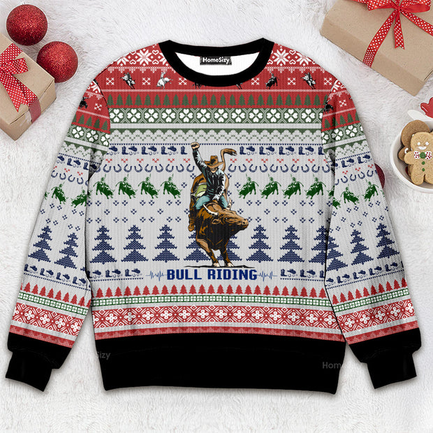 Bull Riding - Christmas Gift For Adults - 3D Ugly Christmas Sweater QT309483