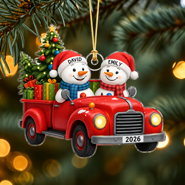 Snowman Couple Ornament Gift For Couple - Personalized Acrylic Ornament