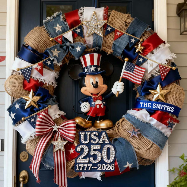 Patriotic Mouse America 250th Anniversary - Personalized Custom Shaped Wood Sign CT01