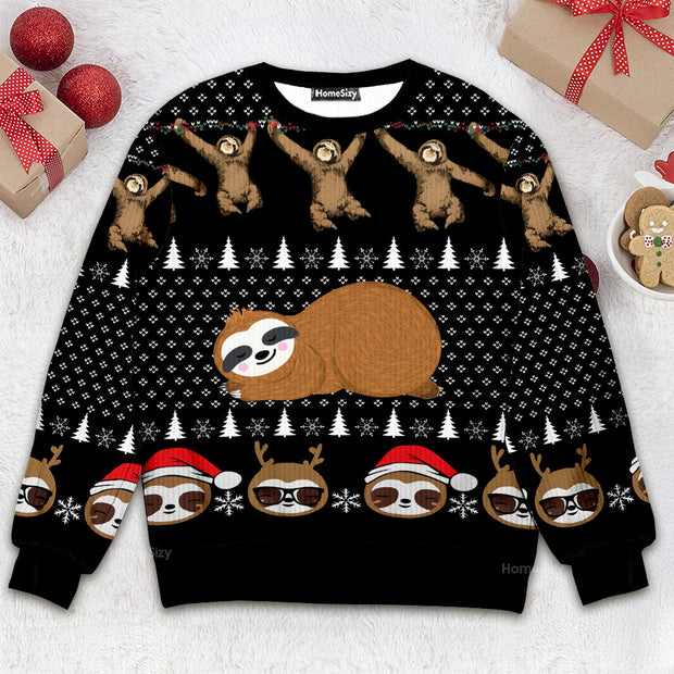 Crazy Sloth Sleeping - Christmas Gift For Adults - 3D Ugly Christmas Sweater QT309765