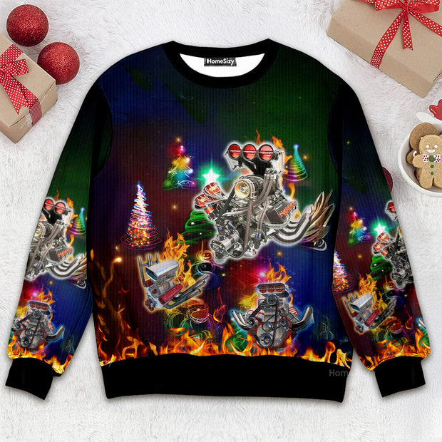 Hot Rod Tree Fire Ugly Christmas Sweaters For Men And Women QT4120401