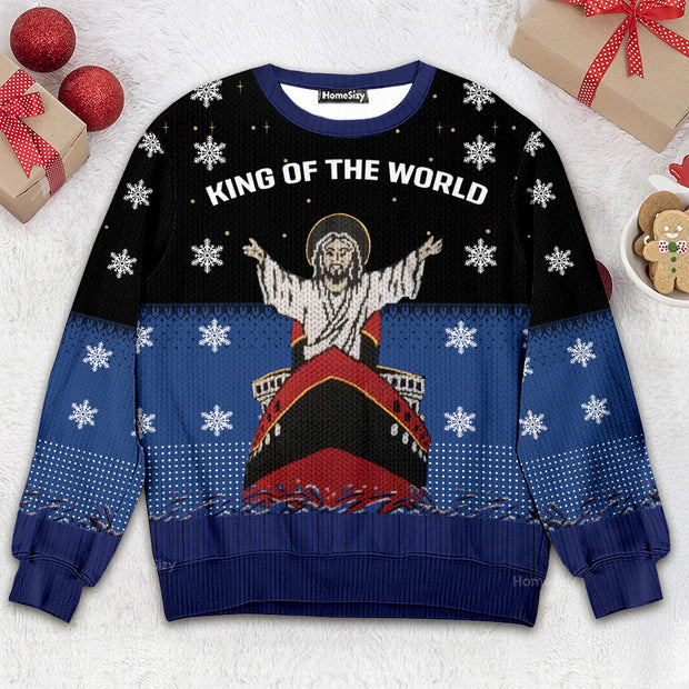Titanic Jesus King Of The World Christmas Ugly Sweater QT211527Hj
