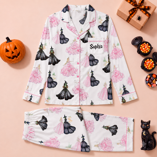 Fantasy Witch Duo Women's Halloween - Personalized Pajama - Gift For Her