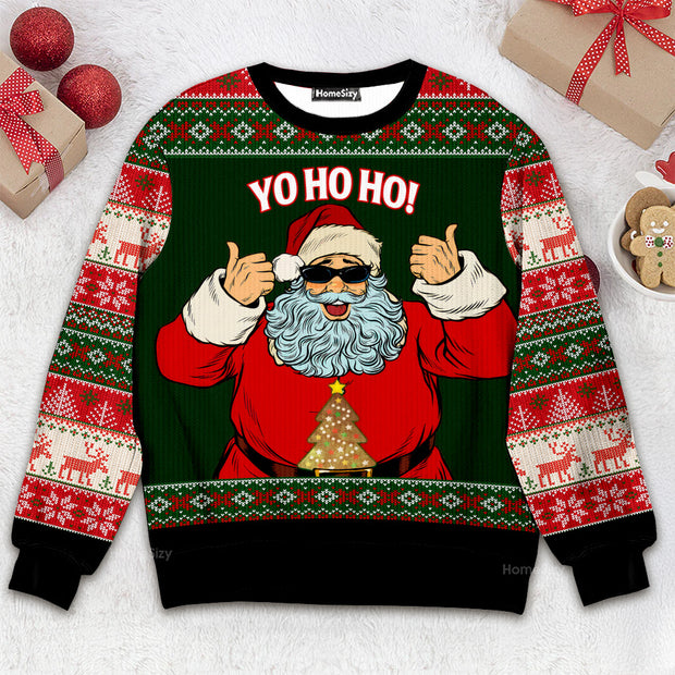Yo Ho Ho Santa Sunglasses - Christmas Gift For Adults - Funny 3D Ugly Christmas Sweater QT309171
