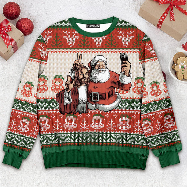 Santa And Jesus Christmas Ugly Sweater QT211715Hj