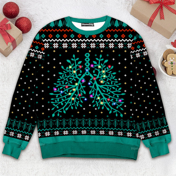 Respiratory Lights - Christmas Gift For Adults - 3D Ugly Christmas Sweater QT309493