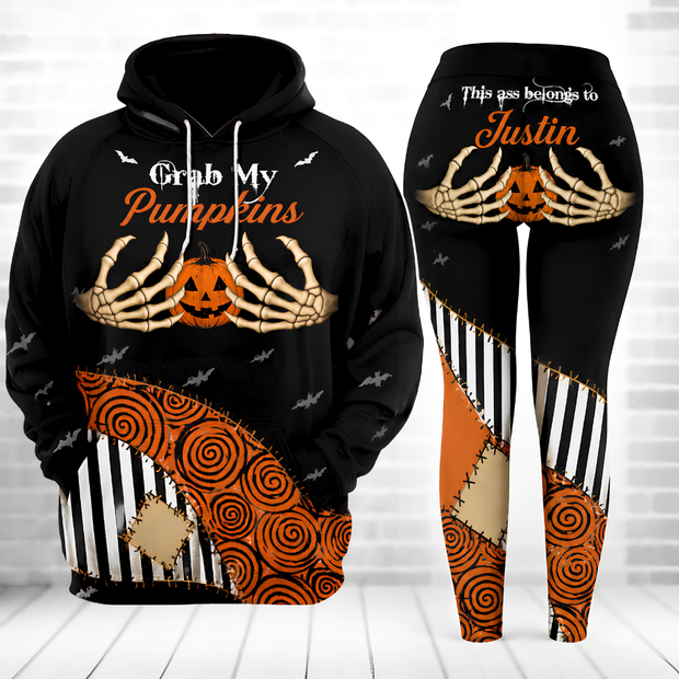 This A$$ Belong To Him Funny Spooky Party Halloween Gifts For Her - Personalized Hoodie Leggings Set