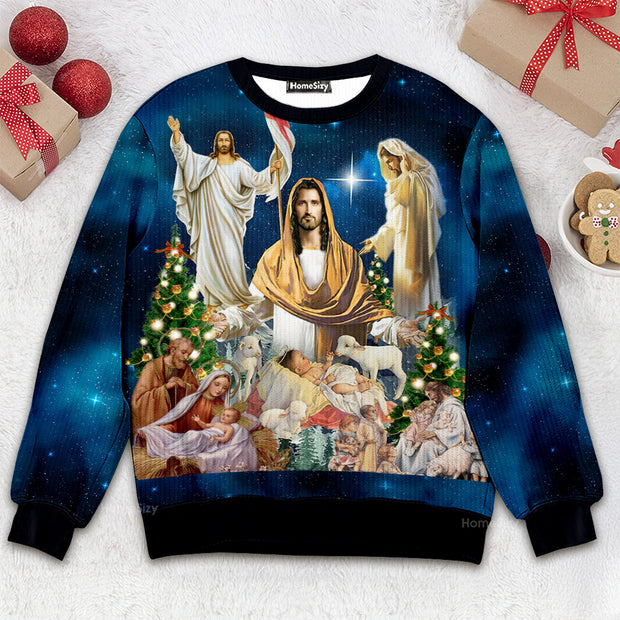 Jesus Christmas Miracle Night Ugly Sweater QT212303Hc