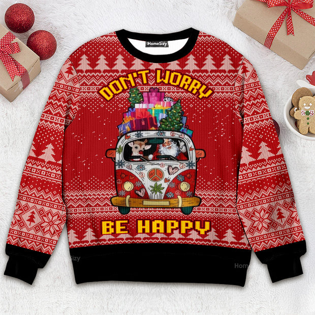 Hippie Car With Santa - Christmas Gift For Adluts - 3D Ugly Christmas Sweater QT309481