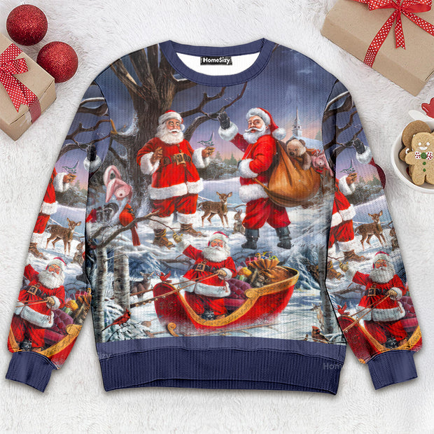 Christmas Funny Santa Claus Happy Xmas Is Coming Art Style Type- Sweater QT308366