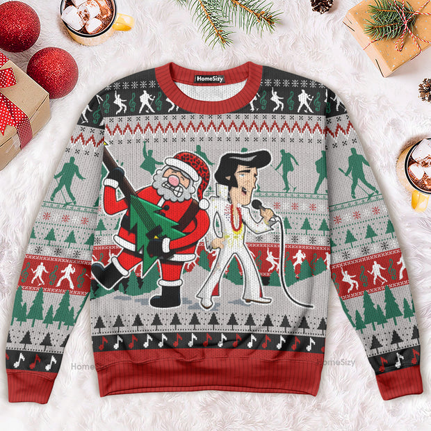 Elvis Presley With Santa Christmas Ugly Sweater CSELV050 QT4112008