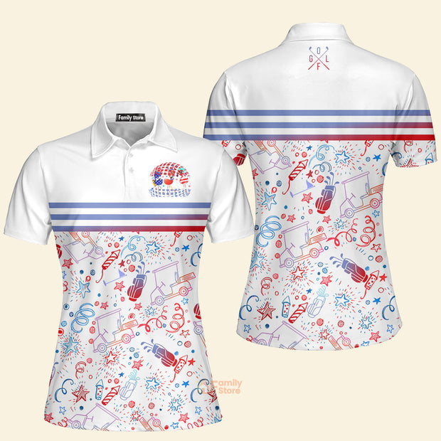 4Th Of July Pattern Flamingo Golf Apparel - Women Polo Shirt