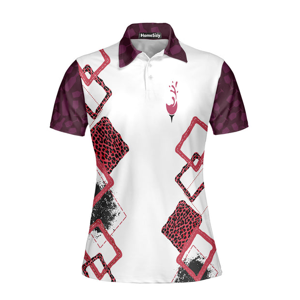 Putt Now Wine Later Elegant Leopard Pattern Golf Short Sleeve Women Polo Shirt, Golf Shirt For Ladies QT5050201