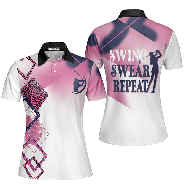 Swing Swear Repeat Custom Cosplay Short Sleeve Women Polo Shirt