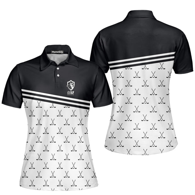 Crossed Black And White Golf Clubs Golf Women Polo Shirt QT301118Lc