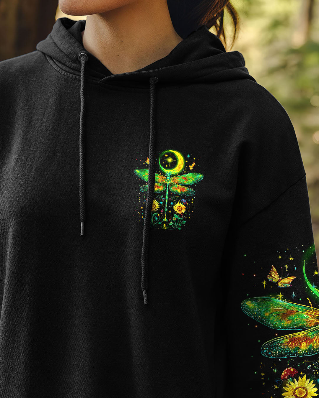 Magic Is All Around You Just Have to Believe Dragonfly and Moon Celestial Graphic AOP Shirts _4_ c7NoS