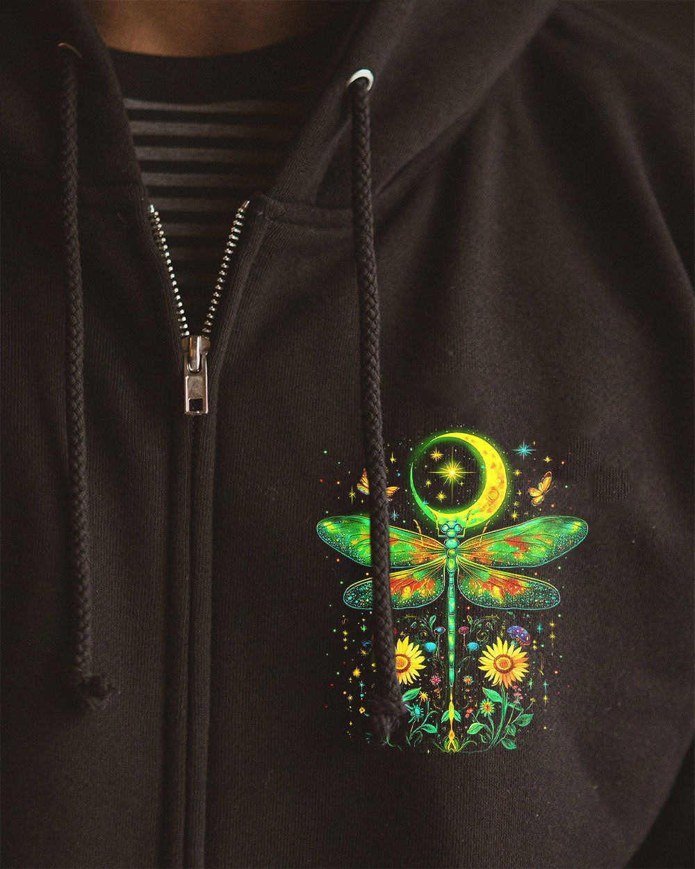 Magic Is All Around You Just Have to Believe Dragonfly and Moon Celestial Graphic AOP Shirts _8_ 3dFG8