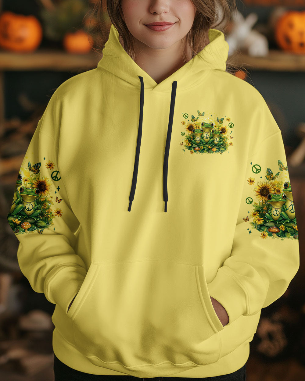 Make Memories with the Right People Cute Peaceful Frogs and Sunflowers AOP Shirts _6_ BoVVt