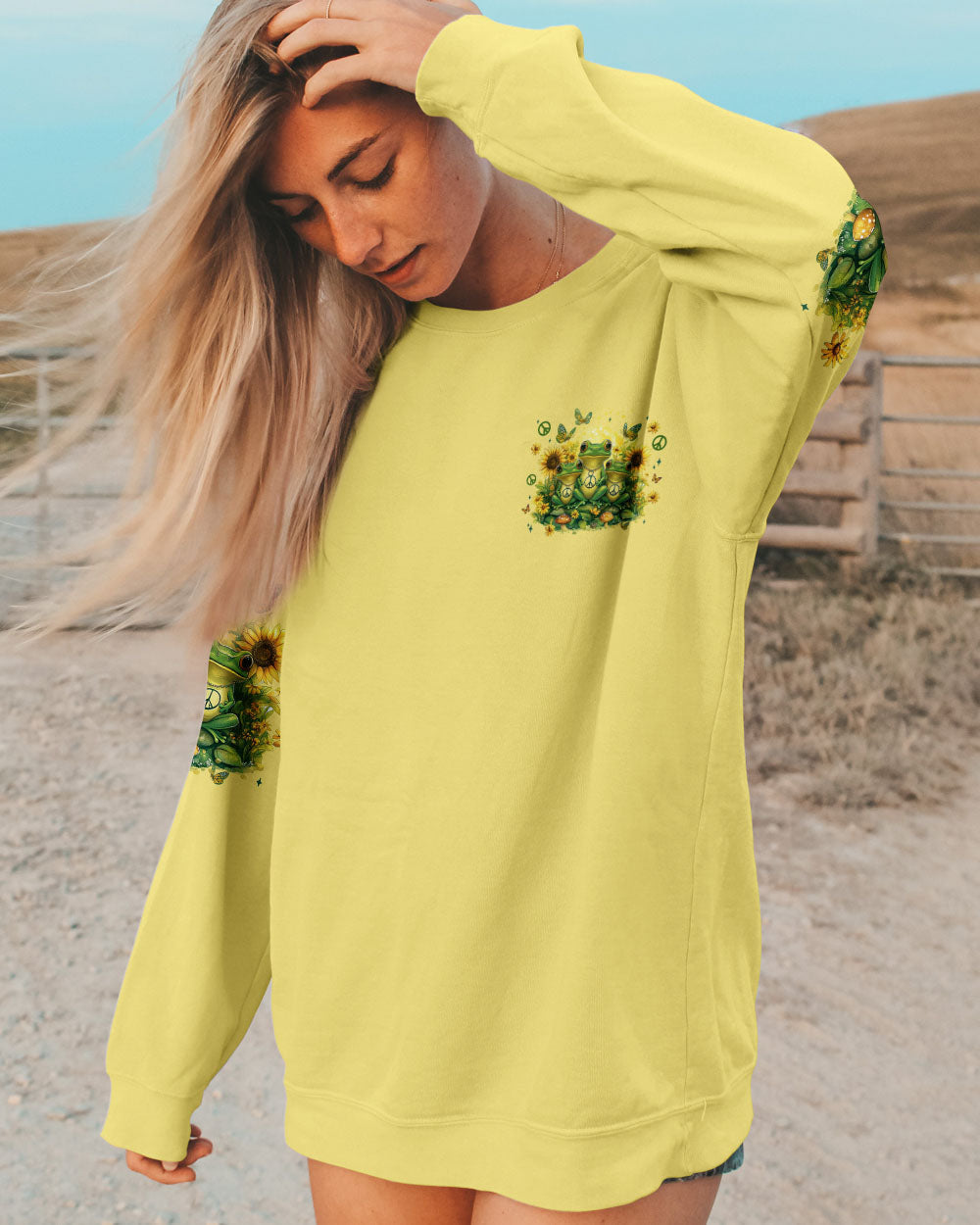 Make Memories with the Right People Cute Peaceful Frogs and Sunflowers AOP Shirts _8_ YwMIp