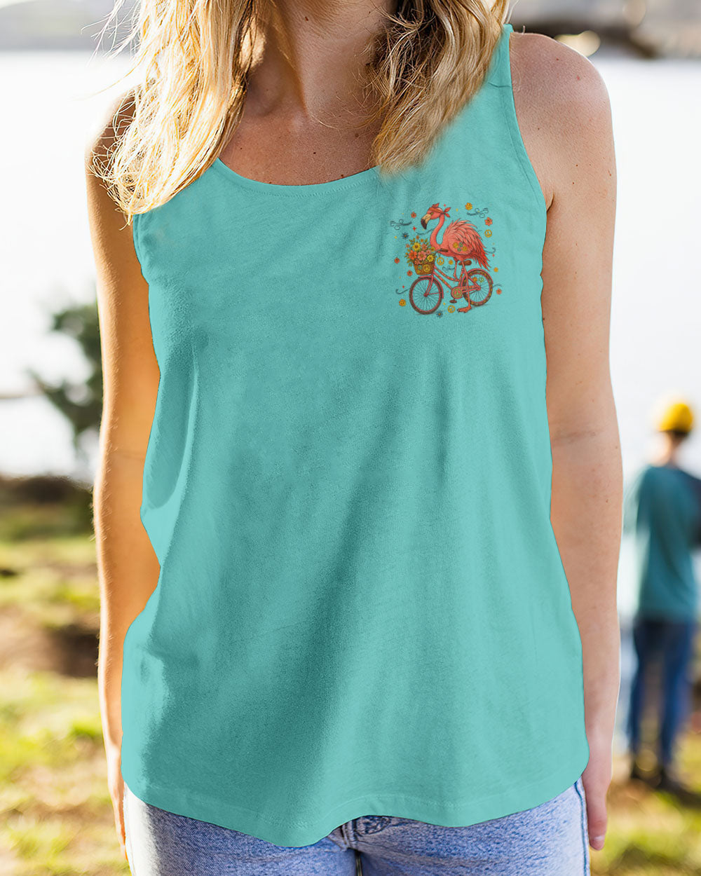 Make Today Flamazing Flamingo Fun Bike Graphic Tee with Flowers _26 Peace Design for Women AOP Shirts _12_ bdpFF