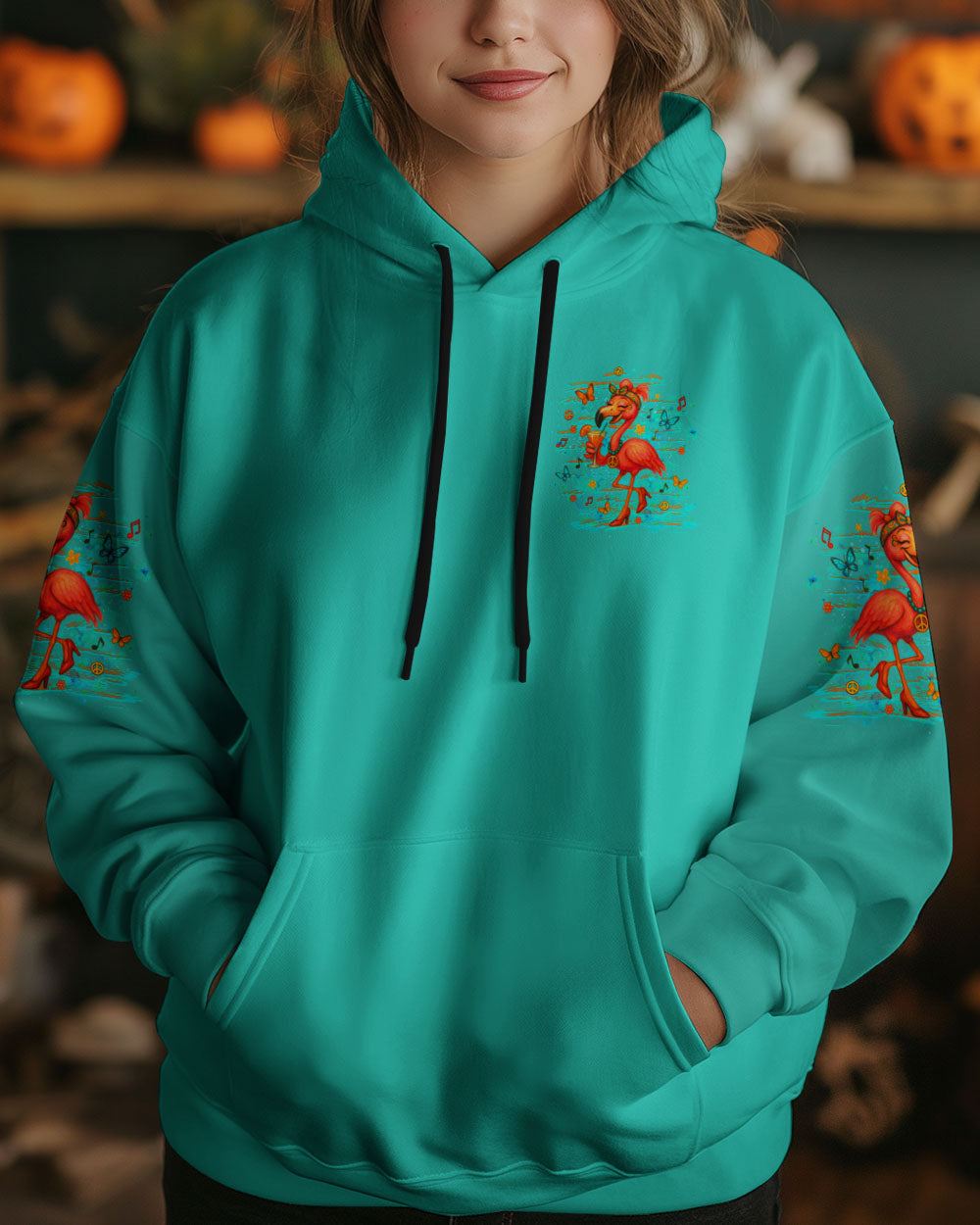 Make Today Flamazing Flamingo Fun Drink Graphic Tee with Music _26 Peace Design for Women AOP Shirt _6_ MRYHo