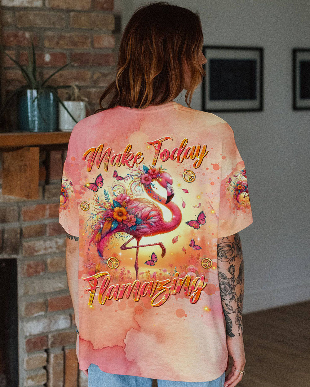 Make Today Flamazing Flamingo Pink Boho Tie Dye AOP Shirts _13_ IfJ2Z