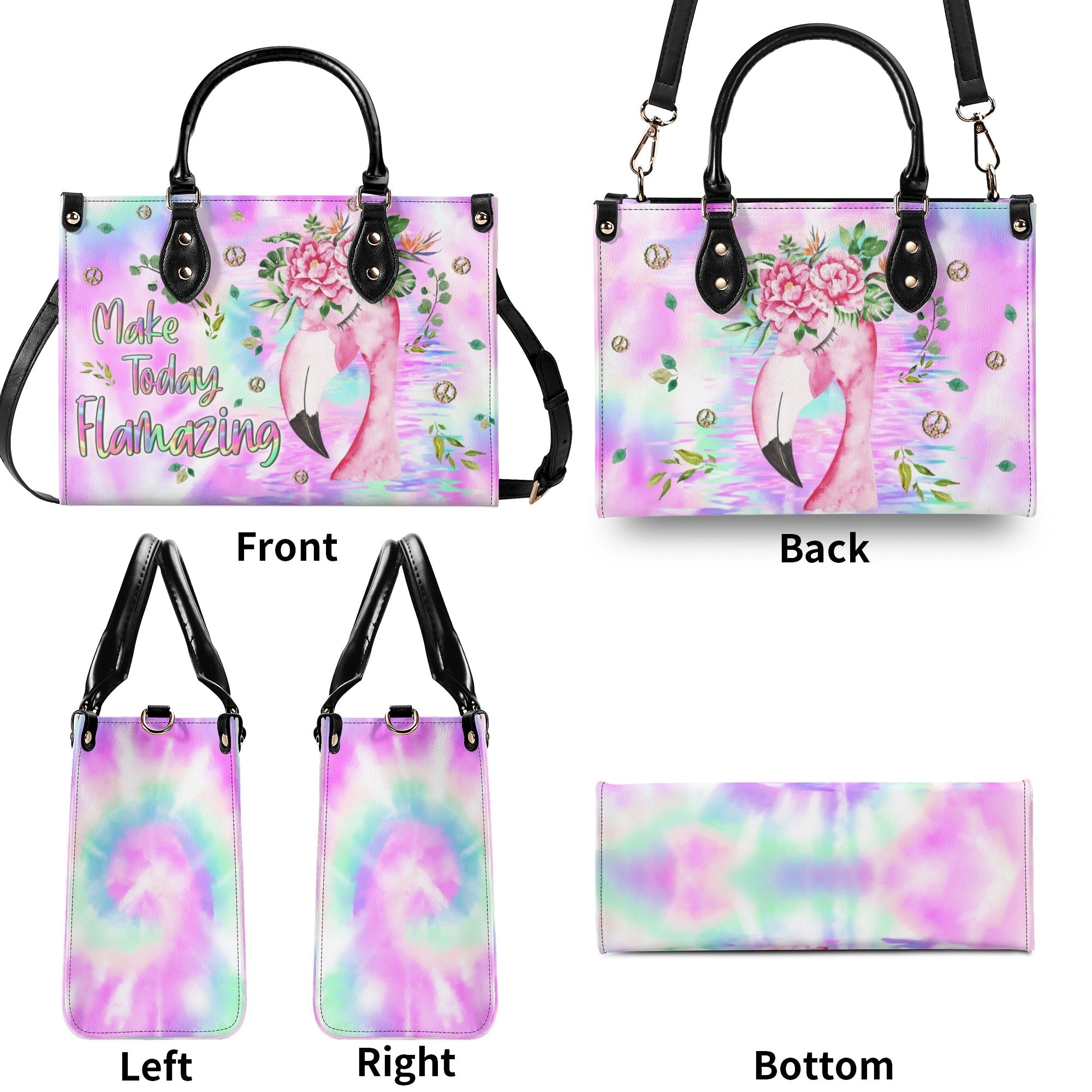 Make Today Flamazing Flamingo Watercolor Tie Dye Leather Bag Gift for Women _10_ 3wrbV