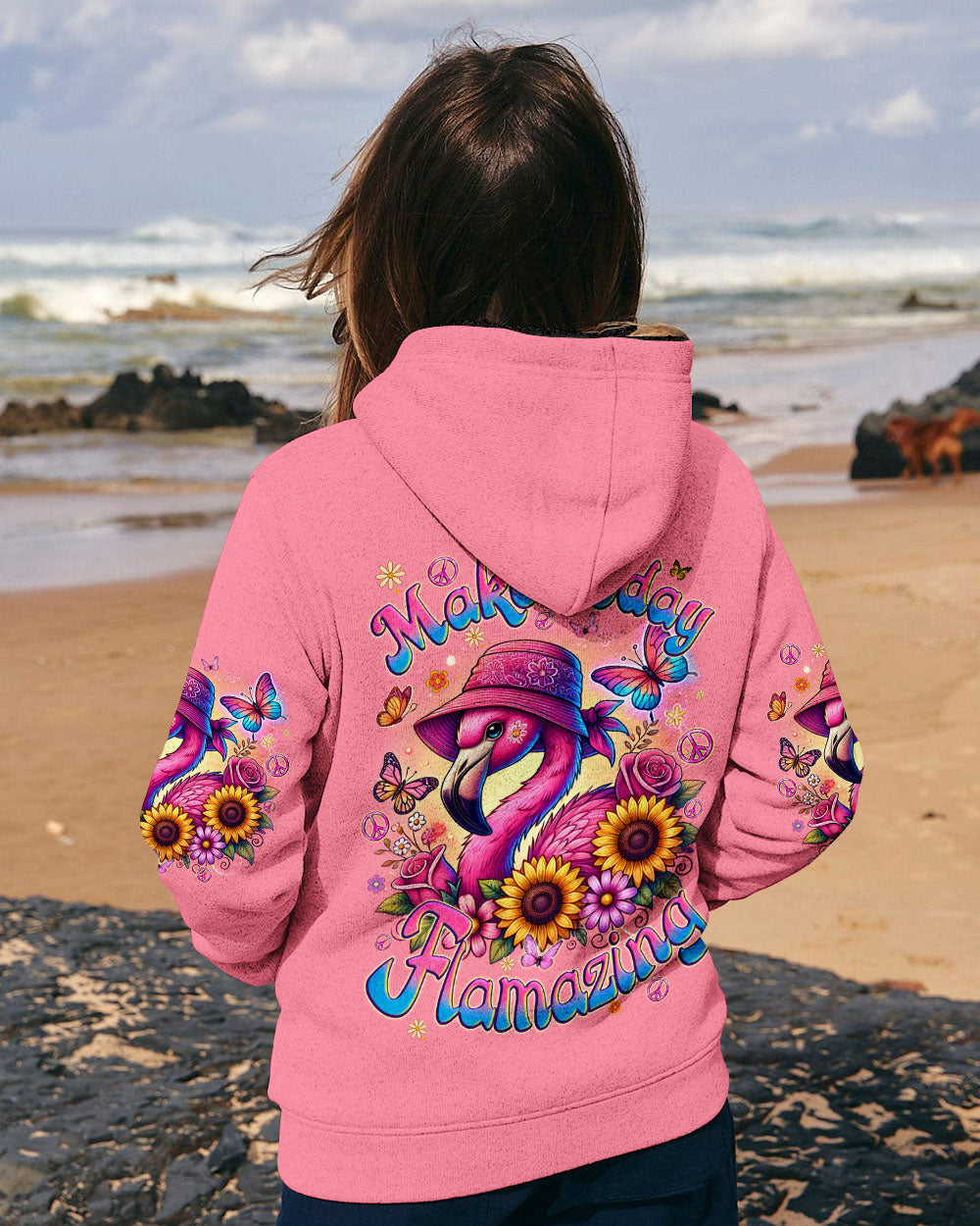 Make Today Flamazing Flamingo with Sunflower Cute Pink AOP Shirts _13_ fmnSv