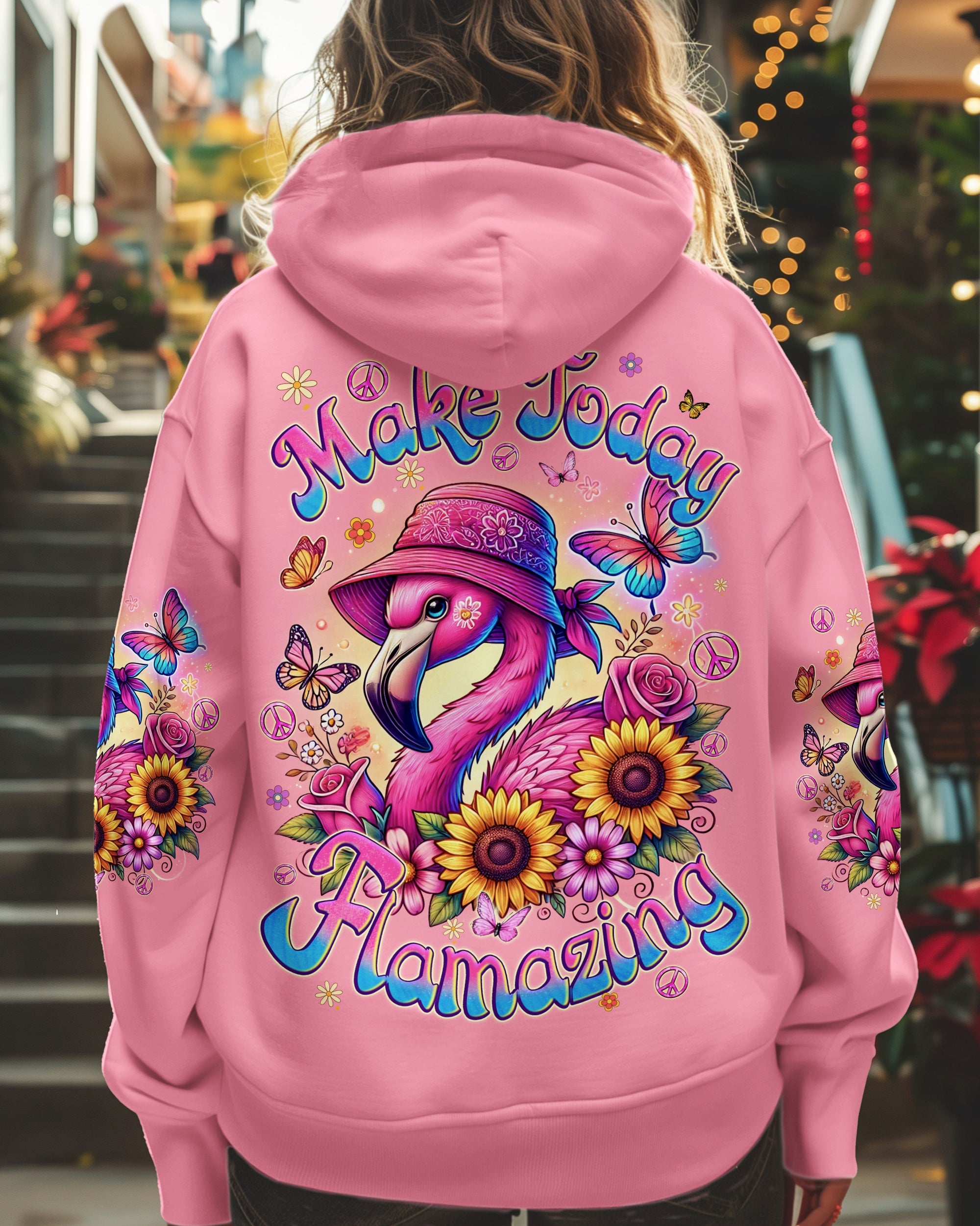 Make Today Flamazing Flamingo with Sunflower Cute Pink AOP Shirts _5_ ZzF1B