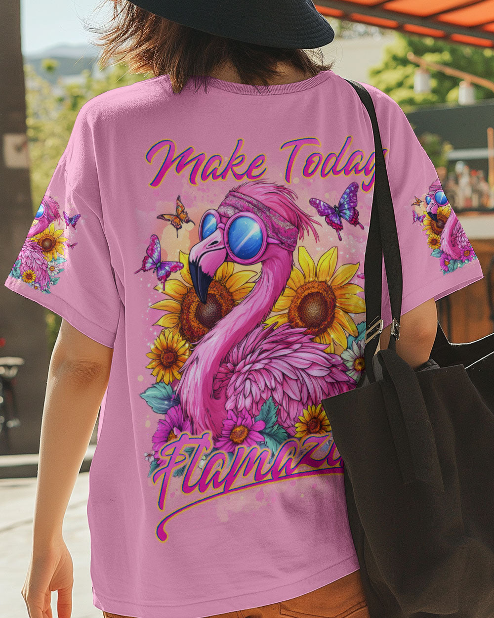 Make Today Flamazing Pink Flamingo Inspirational Graphic AOP Shirts _1_ mrQwQ