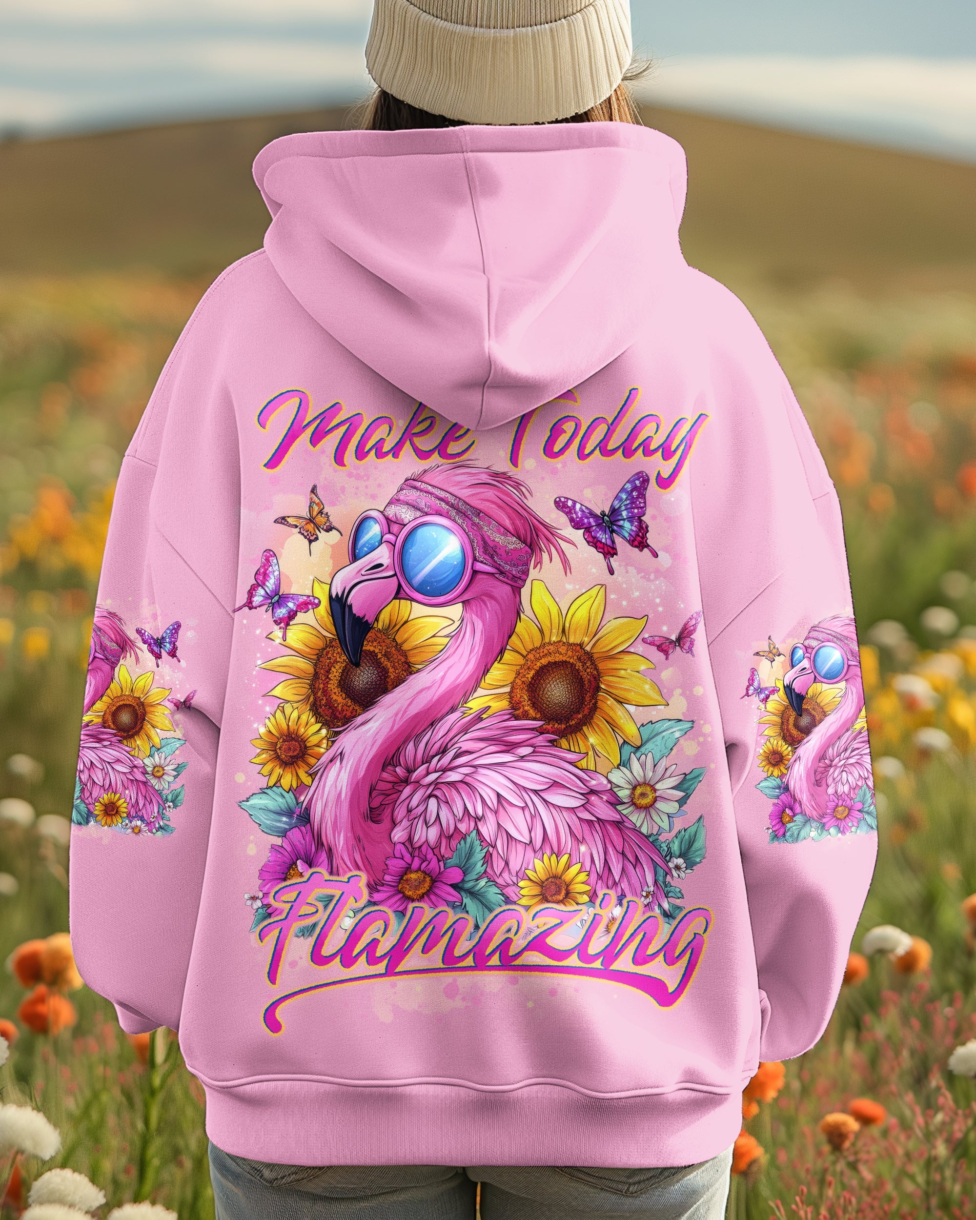 Make Today Flamazing Pink Flamingo Inspirational Graphic AOP Shirts _3_ BL6vK