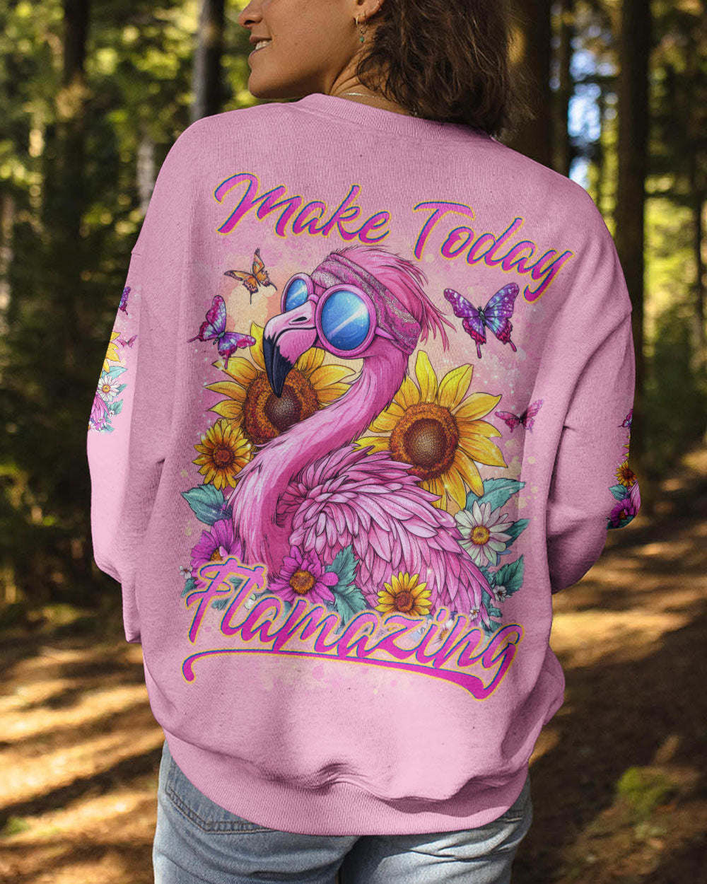 Make Today Flamazing Pink Flamingo Inspirational Graphic AOP Shirts _5_ 1I0Ia