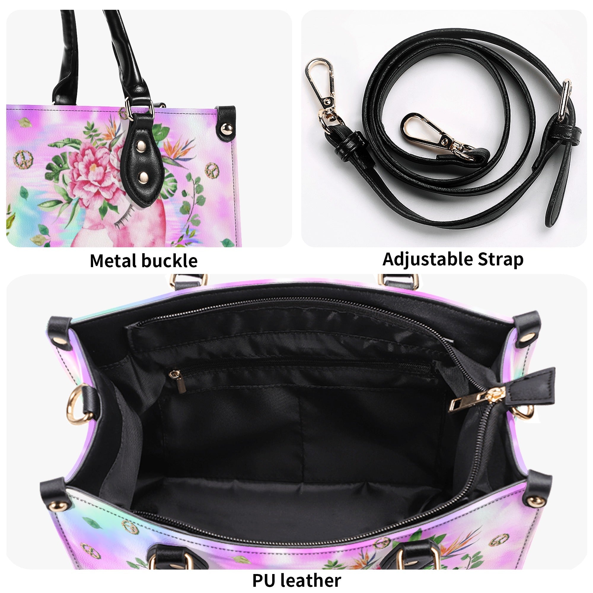 Make Today Flamazing Pink Flower Flamingo Hippie Leather Bag Gift for Women _12_ p6ejr