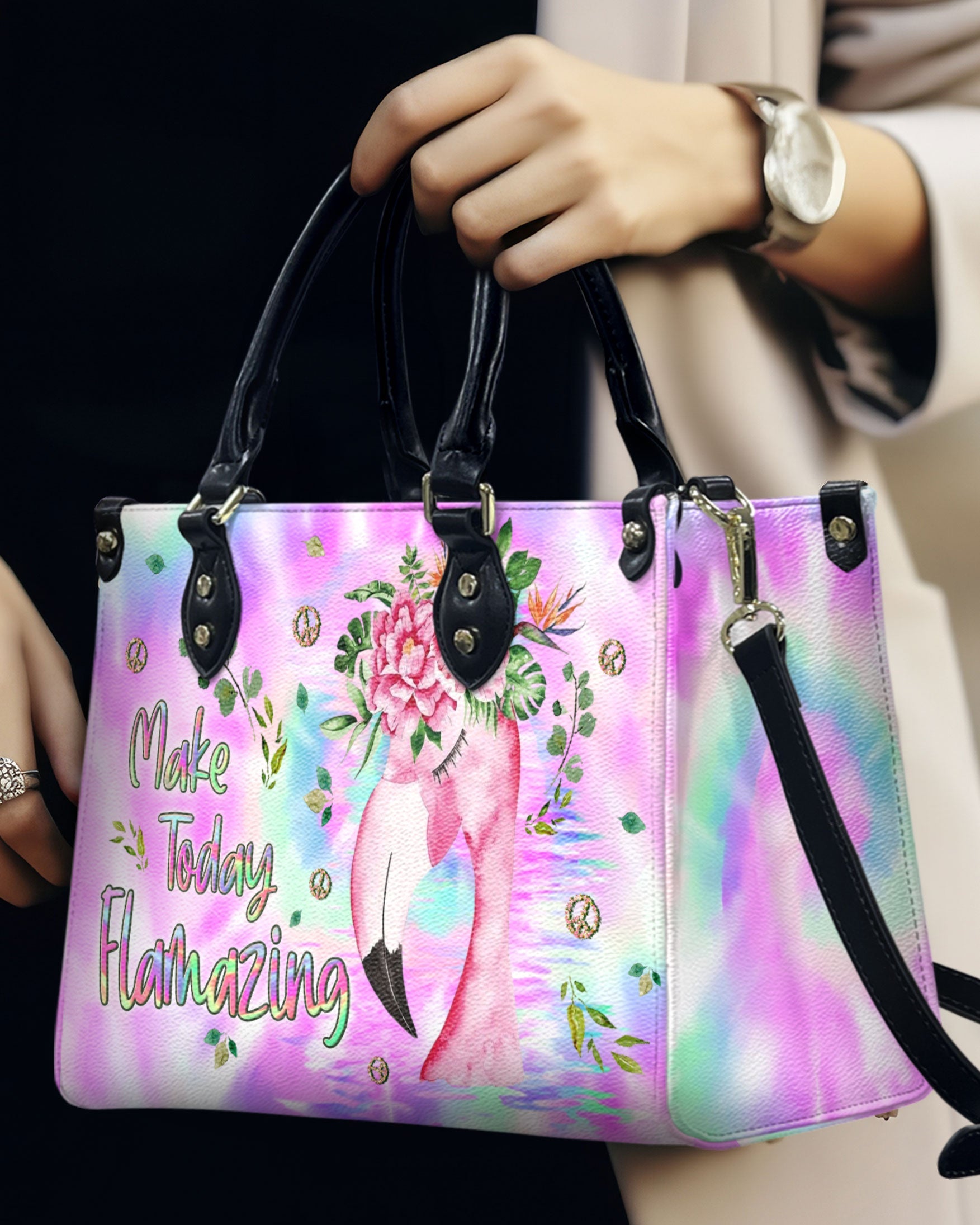 Make Today Flamazing Pink Flower Flamingo Hippie Leather Bag Gift for Women _13_ yFpbx