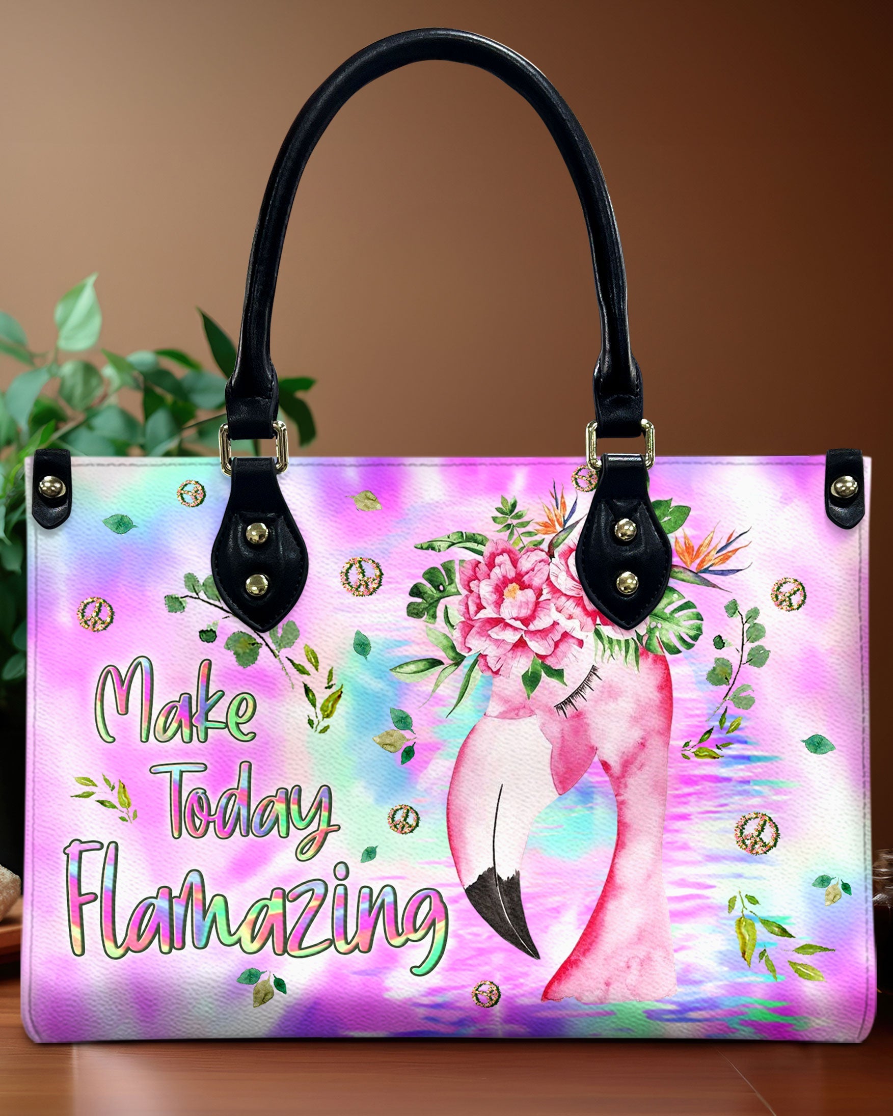 Make Today Flamazing Pink Flower Flamingo Hippie Leather Bag Gift for Women _1_ tubIr