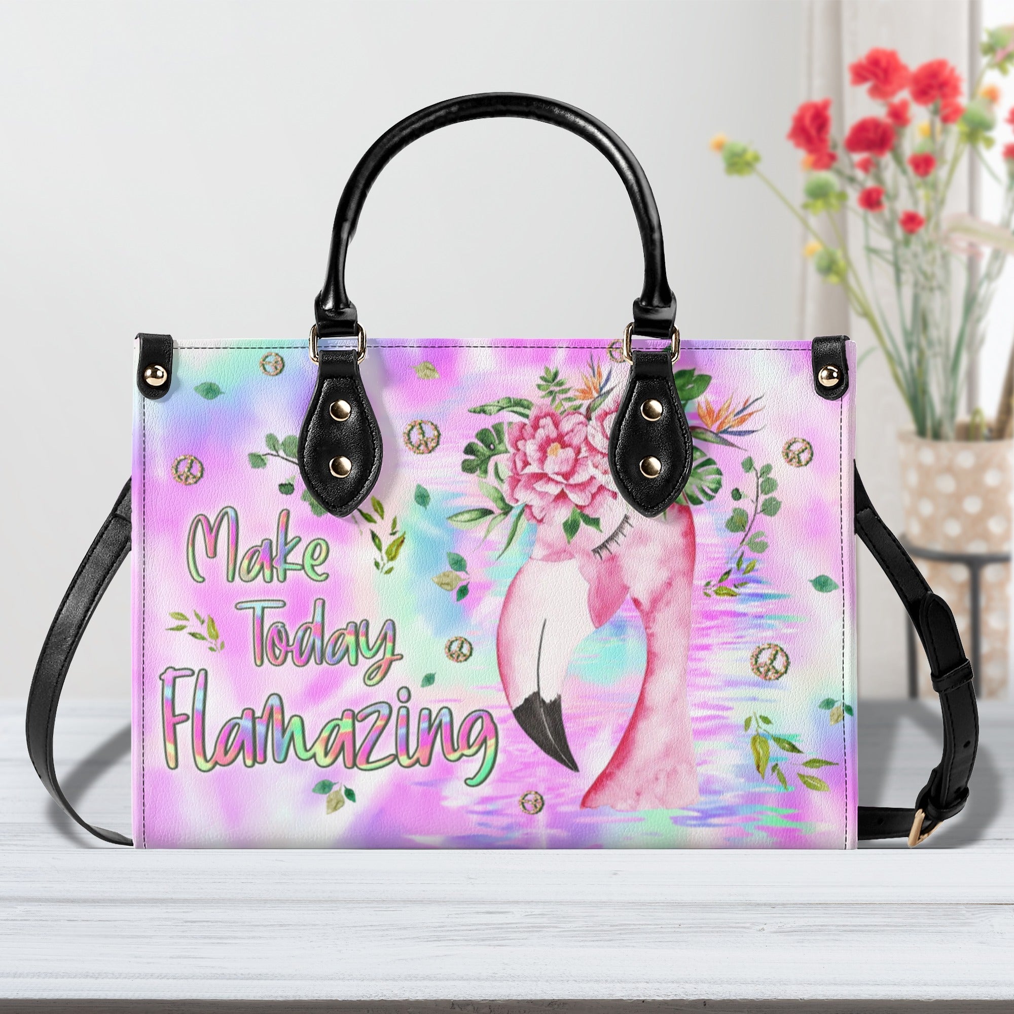 Make Today Flamazing Pink Flower Flamingo Hippie Leather Bag Gift for Women _4_ ceI4I