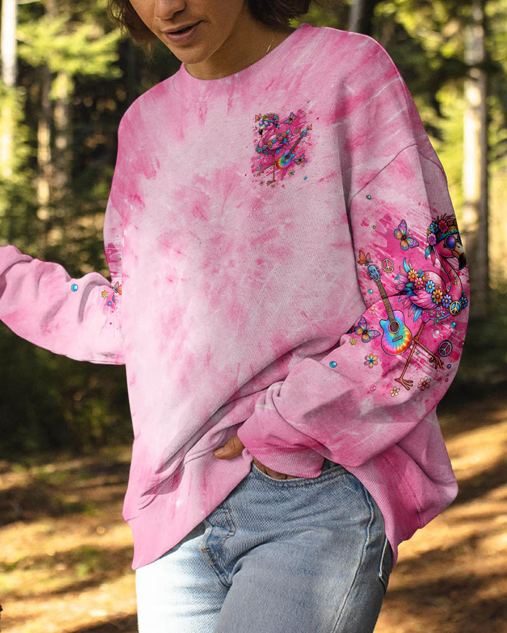 Make Today Flamazing Pink Tie Dye Flamingo Inspirational AOP Shirts _2_ YIQ7I
