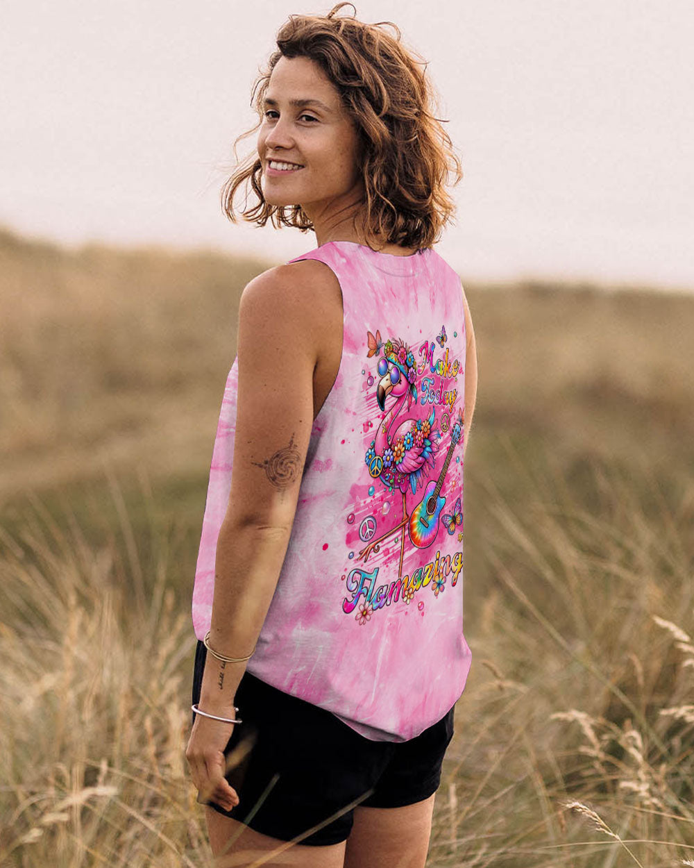 Make Today Flamazing Pink Tie Dye Flamingo Inspirational AOP Shirts _7_ rKKNU