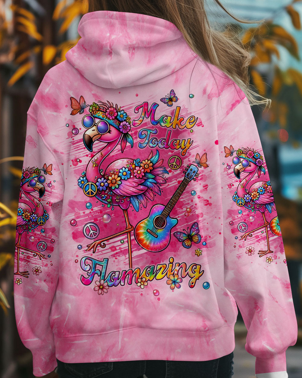 Make Today Flamazing Pink Tie Dye Flamingo Inspirational AOP Shirts _8_ yKtzR