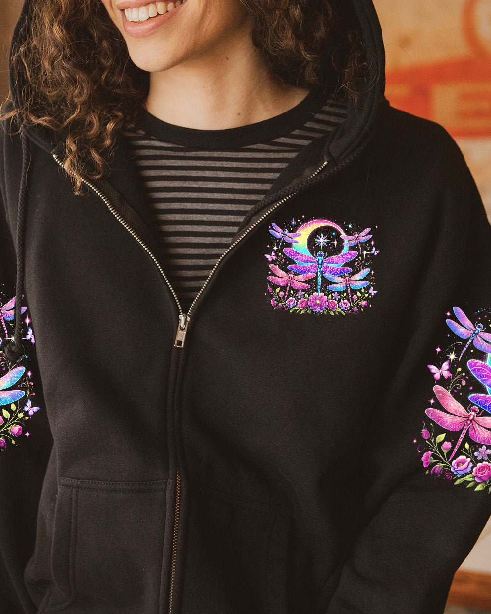 May You Touch Dragonflies Talk to the Moon Boho Graphic AOP Shirts _8_ QKksa