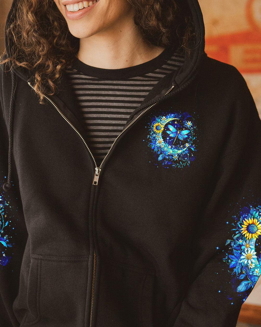 May You Touch Dragonflies and Stars Dragonflies and Moon Floral Graphic AOP Shirts _4_ I7WRu