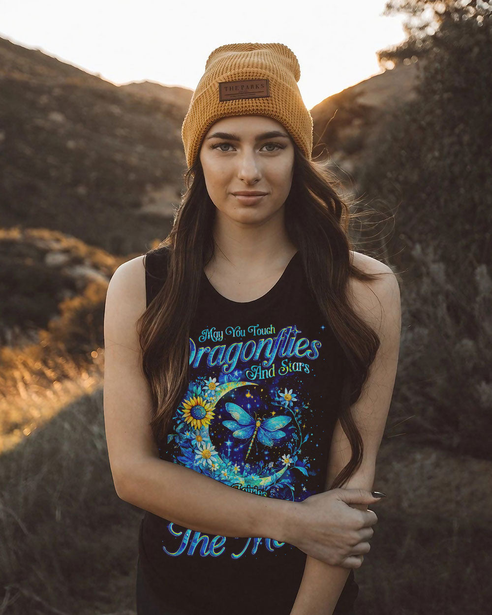 May You Touch Dragonflies and Stars Dragonflies and Moon Floral Graphic AOP Shirts _5_ JKCEz