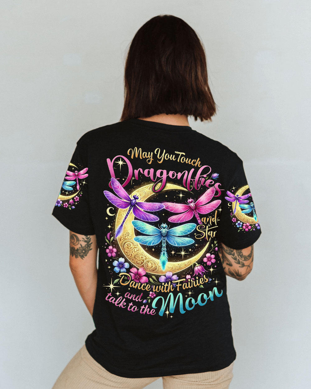 May You Touch Dragonflies and Talk to the Moon Boho Graphic AOP Shirts _1_ cLVZw