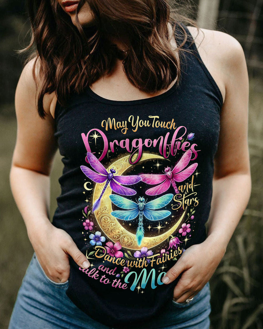 May You Touch Dragonflies and Talk to the Moon Boho Graphic AOP Shirts _9_ TqN5j