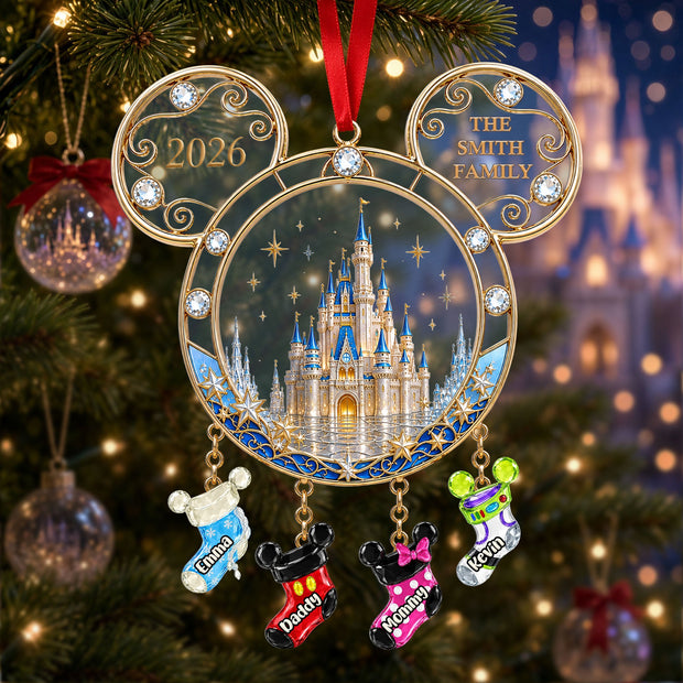 Family Socks Castle - Personalized Acrylic Ornament - Christmas Gift For Family