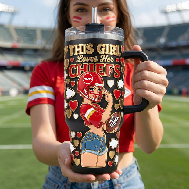 All-Star Girl Colorful 40oz Tumbler With Handle - Personalized Tumbler With Handle - Gift For Her